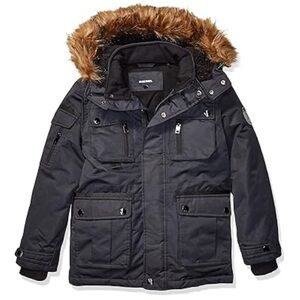 DIESEL Puffer Parka With Removable Faux Fur Trim Hood